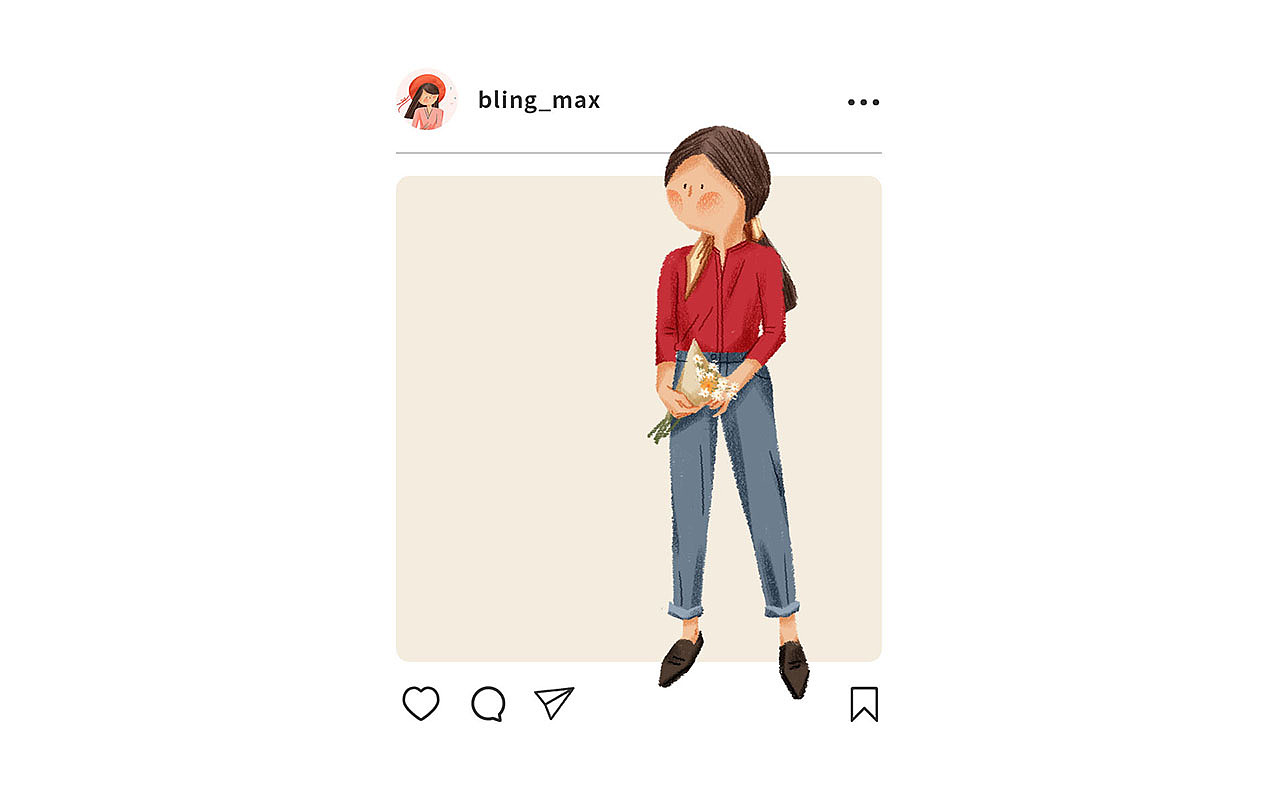 扁平人物插画-穿搭女孩