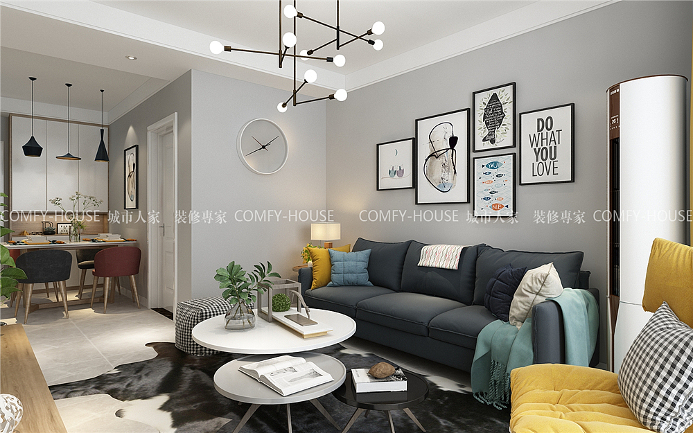 世茂天城现代风格装修效果图，济南人家装饰公司