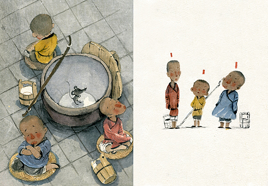 绘本《三个和尚》（图ZMjcxMDExNzY0） - 绘本 - 站酷设计师沐一美术原创素材 - 站酷ZCOOL