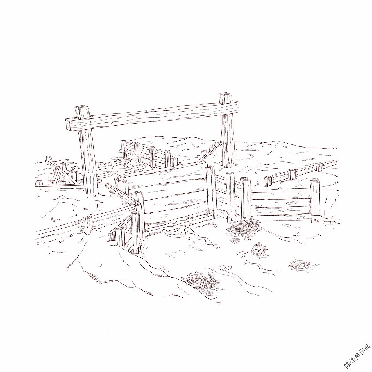 南越王遗址线稿设计（图ZMTg1MTAwMjIw） - 商业插画 - 站酷设计师一点忧愁原创素材 - 站酷ZCOOL