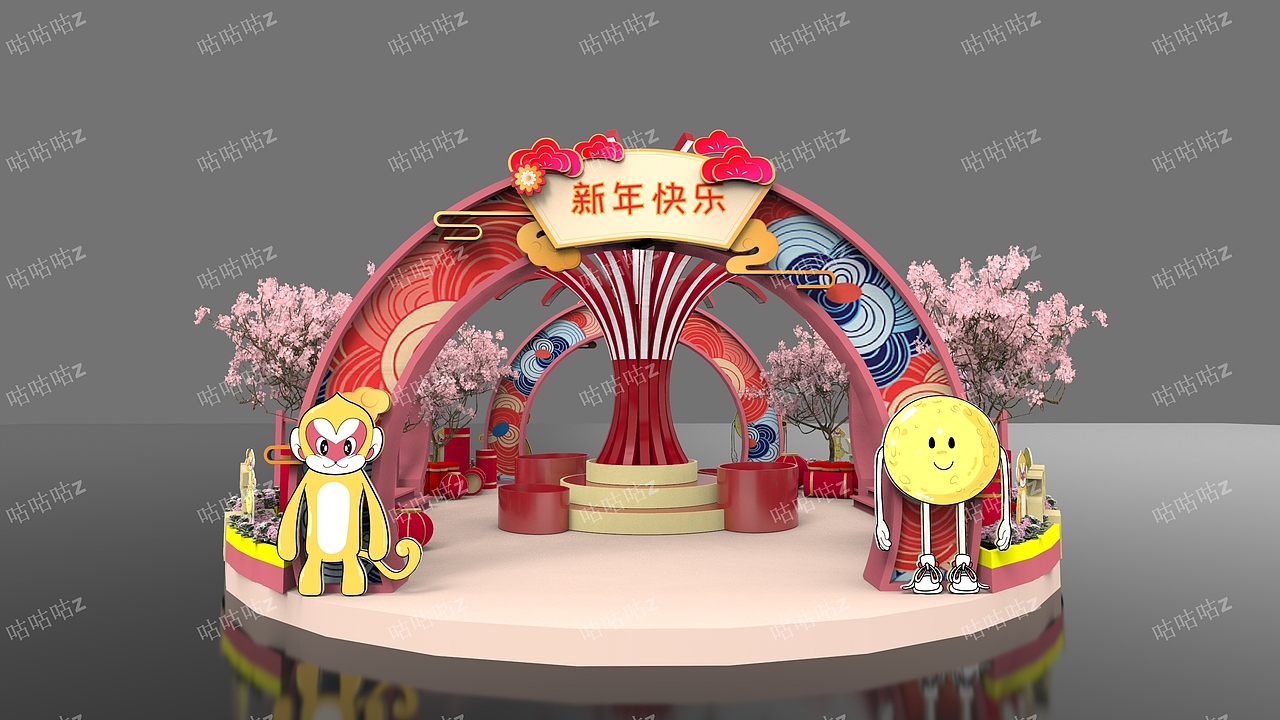 新年美陈 可惜没落地的 我觉得做得还行的（图ZMjM0NzIxODM2） - 展陈设计 - 站酷设计师咕咕咕z原创素材 - 站酷ZCOOL