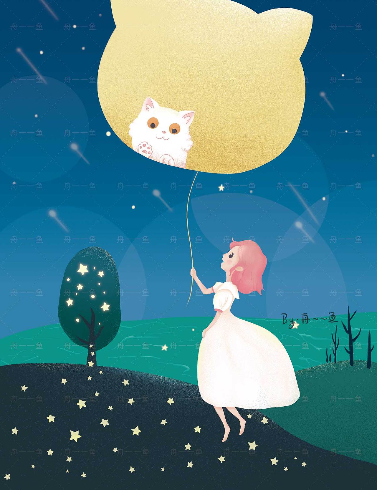 《星星·月亮和你》插画合集（图ZMzYwODQ5NjYw） - 绘本 - 站酷设计师舟一一鱼原创素材 - 站酷ZCOOL