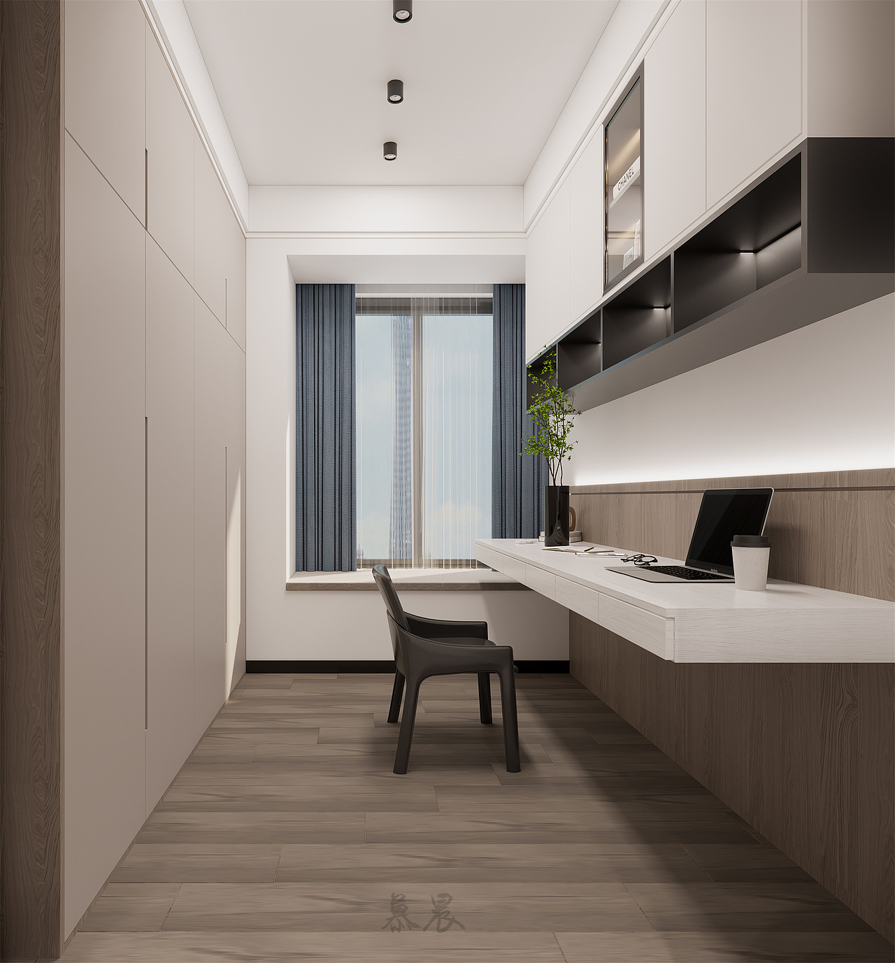 90平小三居现代轻奢风设计|现代轻奢