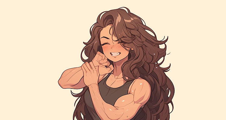 長(zhǎng)發(fā)肌肉女孩（圖ZMzc3Mjg0NDcy） - AI作品 - 站酷設(shè)計(jì)師八月兔子原創(chuàng)素材 - 站酷ZCOOL