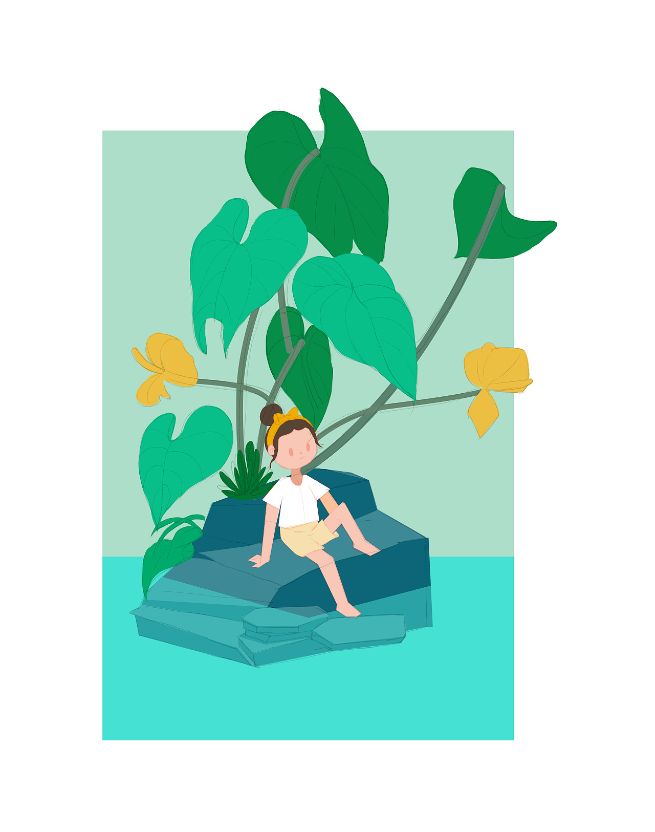 夏季清爽乘凉|插画|商业插画|z46035290 - 原创作品 - 站酷 (zcool)