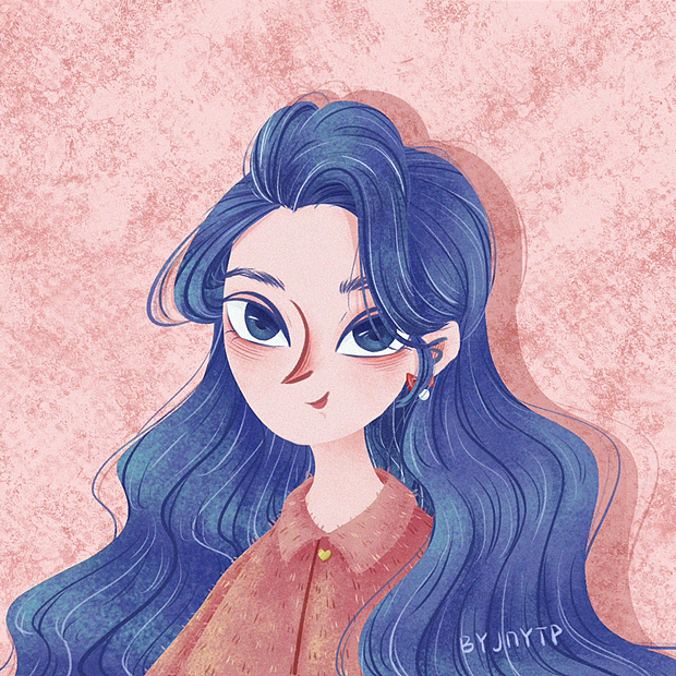 复古风少女头像画