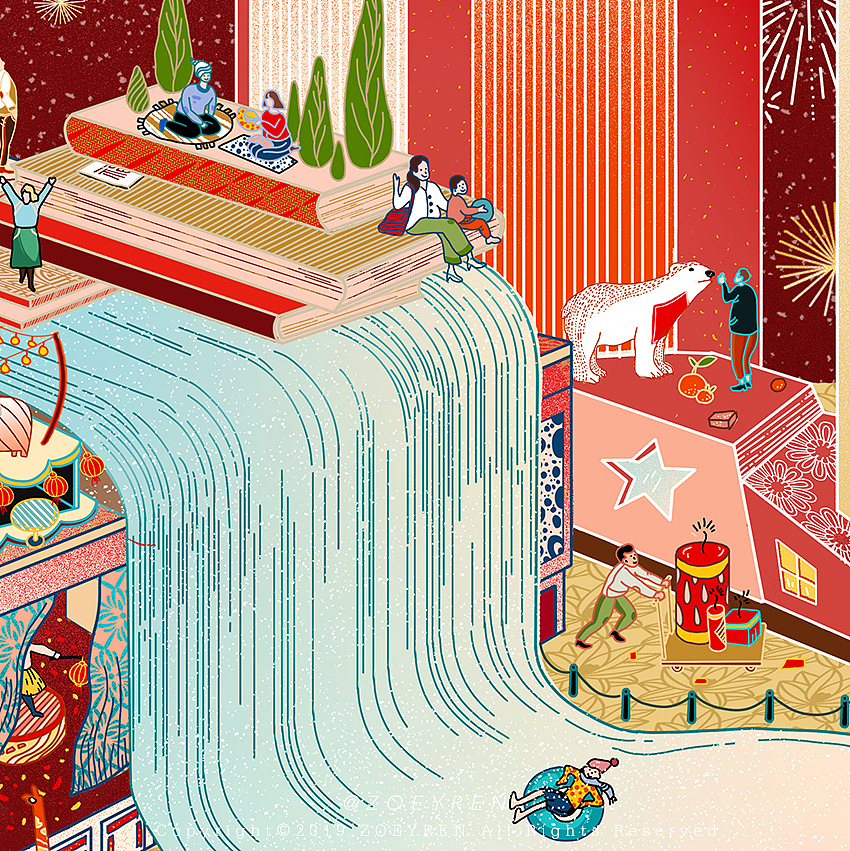 华贸中心 X 猪年新春KV及产品（图ZMjEwMDQxMDI4） - 商业插画 - 站酷设计师ZoeyRen原创素材 - 站酷ZCOOL