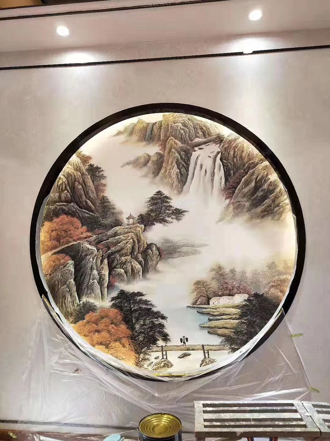 玄关浮雕国画山水