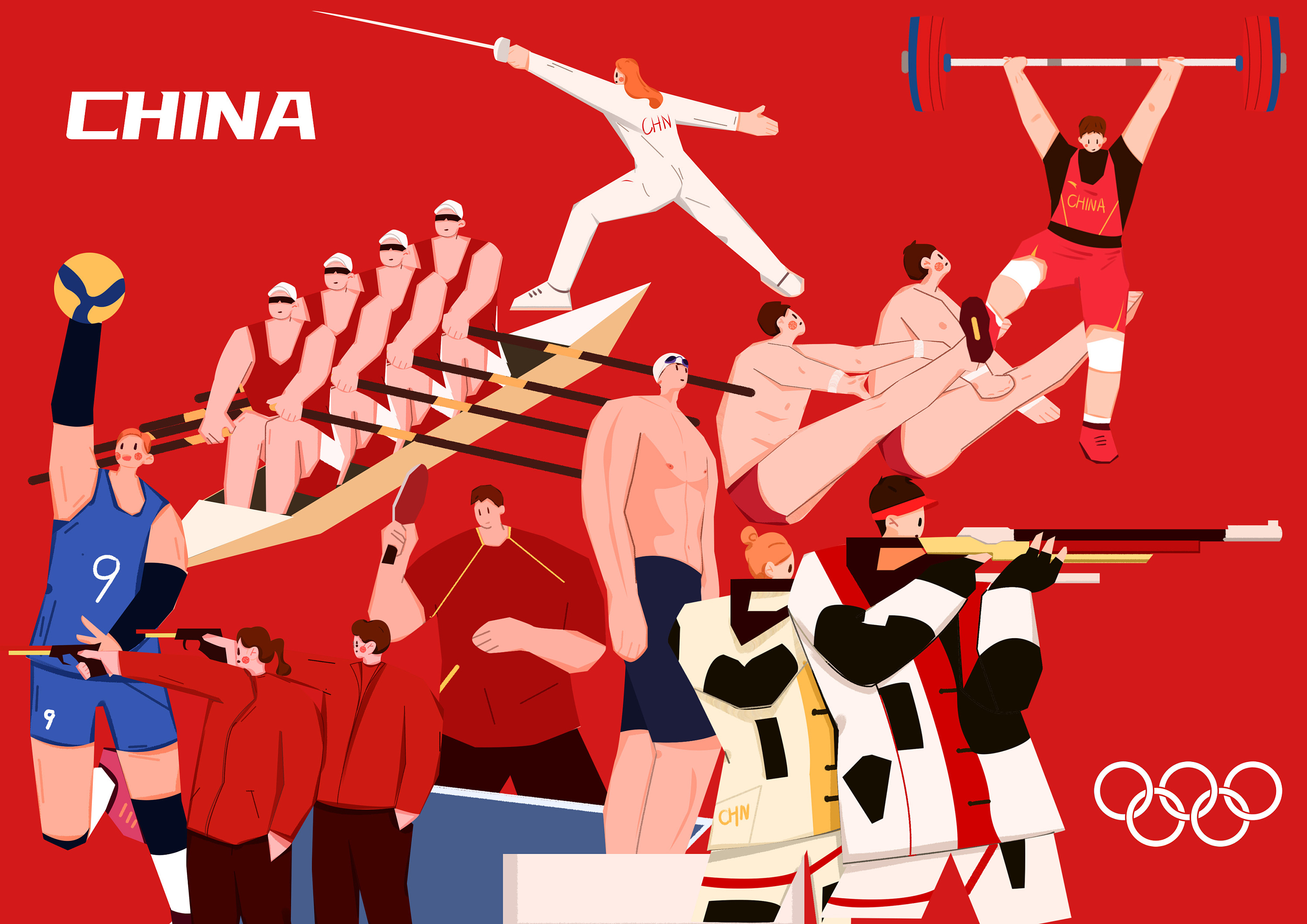 2016 奥运会 卡通动漫形象插画 为中国奥运健儿加油！|插画|商业插画|鹿淼淼 - 原创作品 - 站酷 (ZCOOL)