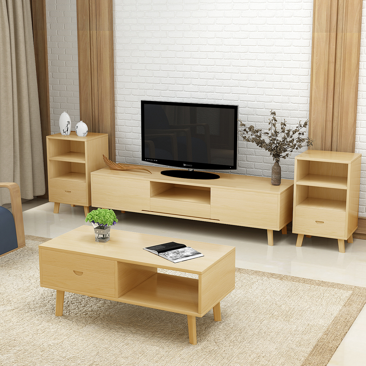 实木茶几电视柜（图ZMTEzNzQ5Njcy） - 生活用品 - 站酷设计师菜鸟刷子原创素材 - 站酷ZCOOL