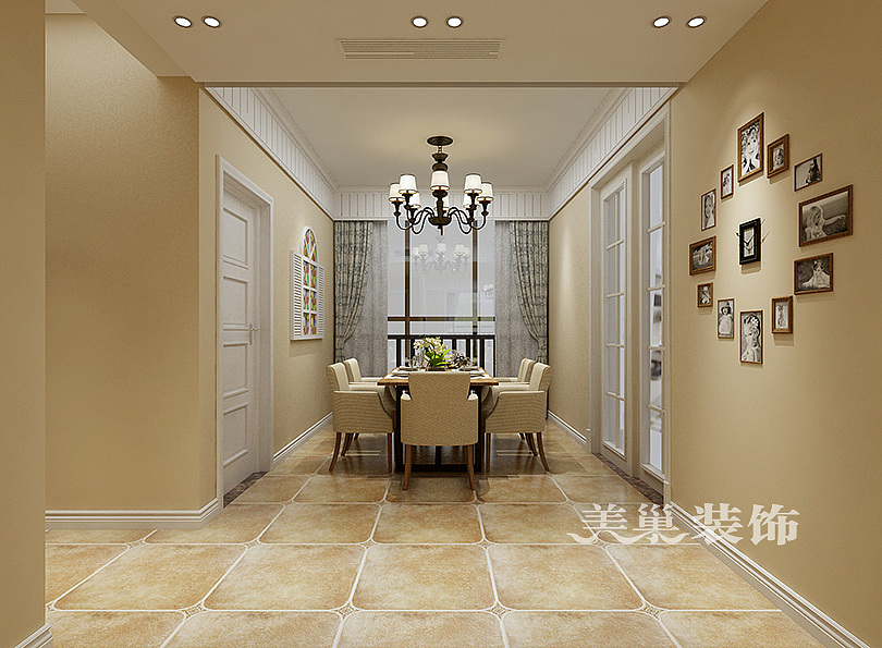 南阳财富大厦132平装修美式风格三居室效果图——餐厅
