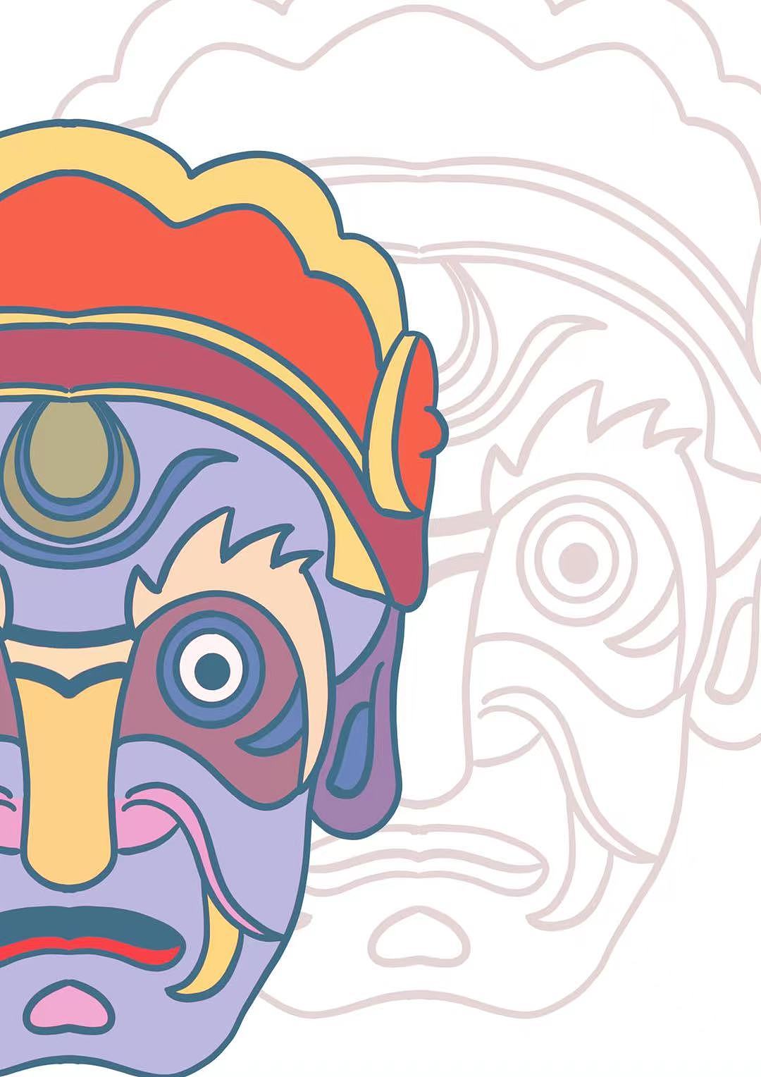 傩戏面具海报插画