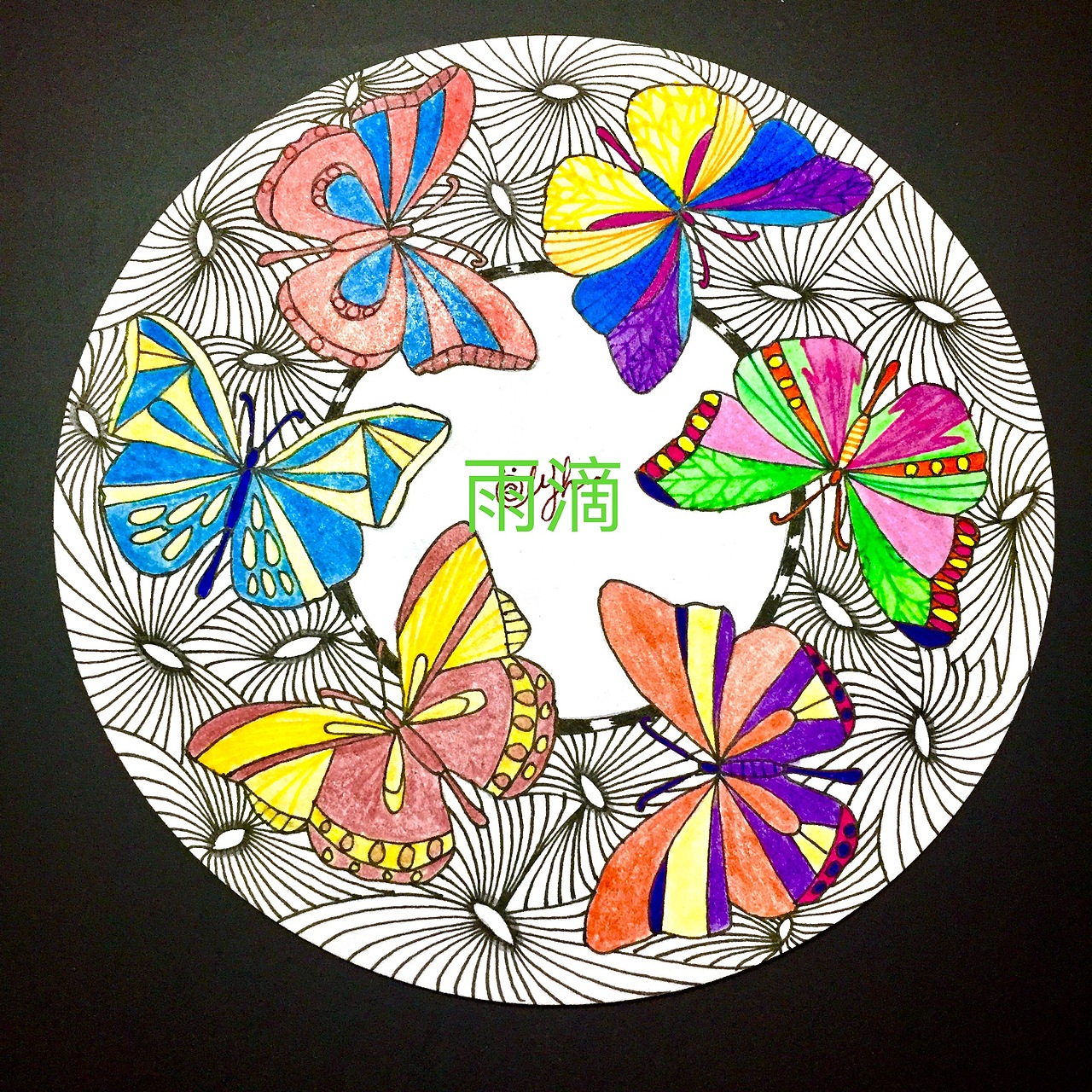 插画 线描 彩色 线条 装饰画 点线面 蝴蝶