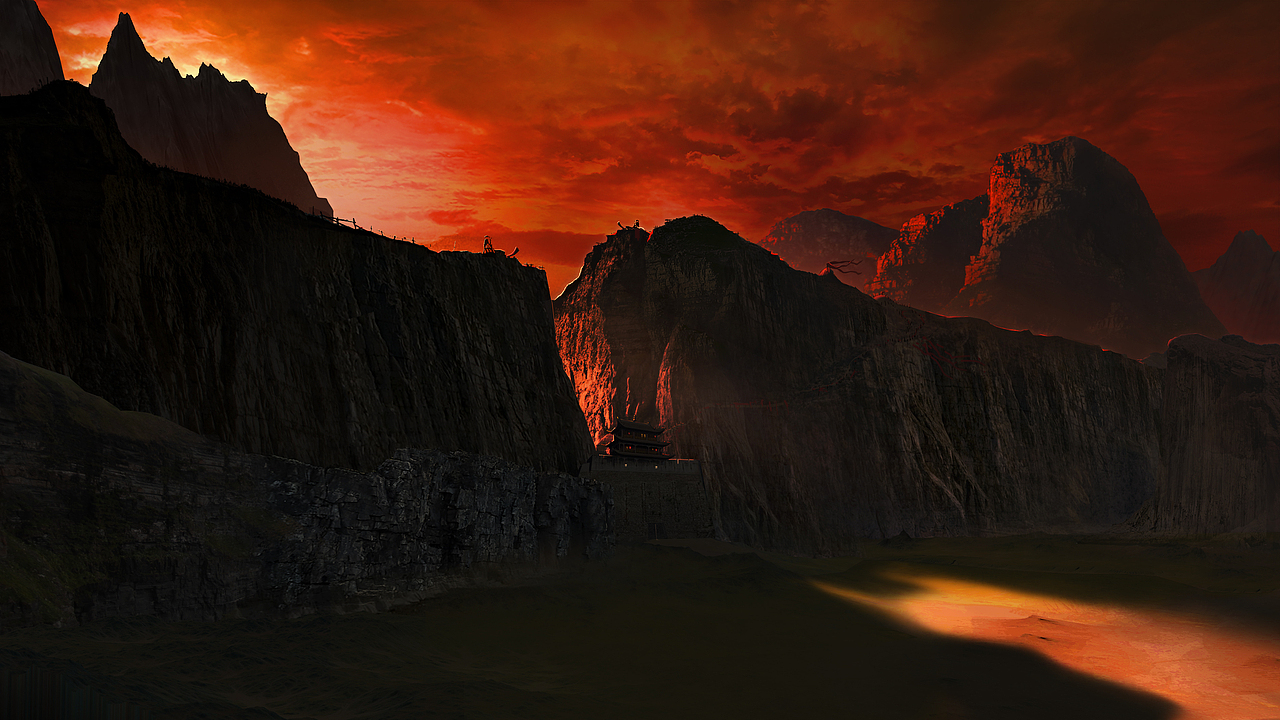 matte painting数字绘景——火烧云下的某个城关。（图ZMTE4MjI0MTQ0） - 影视后期 - 站酷设计师ajean原创素材 - 站酷ZCOOL