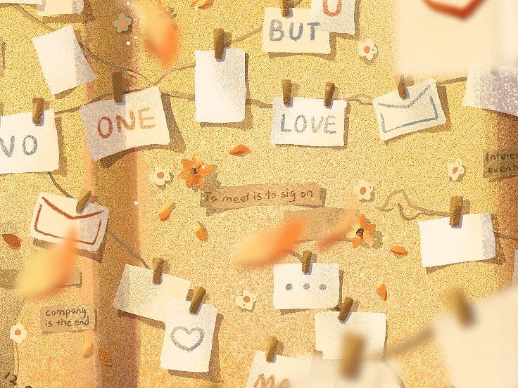 ∞原创情侣场景系列插画∞照片墙前的我们