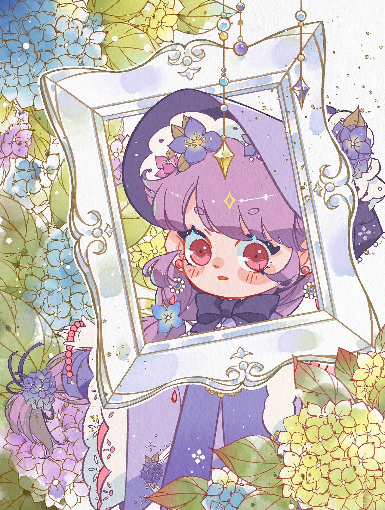 少女插画花与少女系列