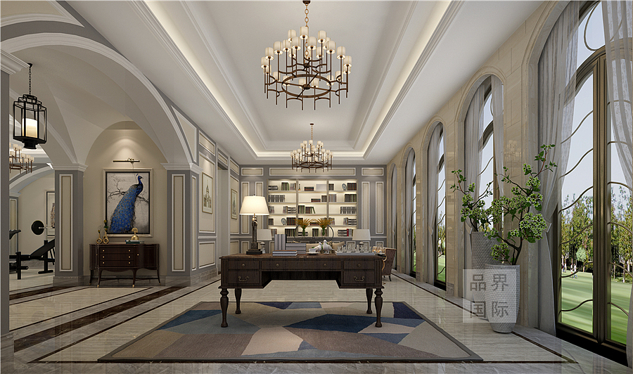 郑州品界设计丨思念果岭500平独栋别墅美式轻奢设计