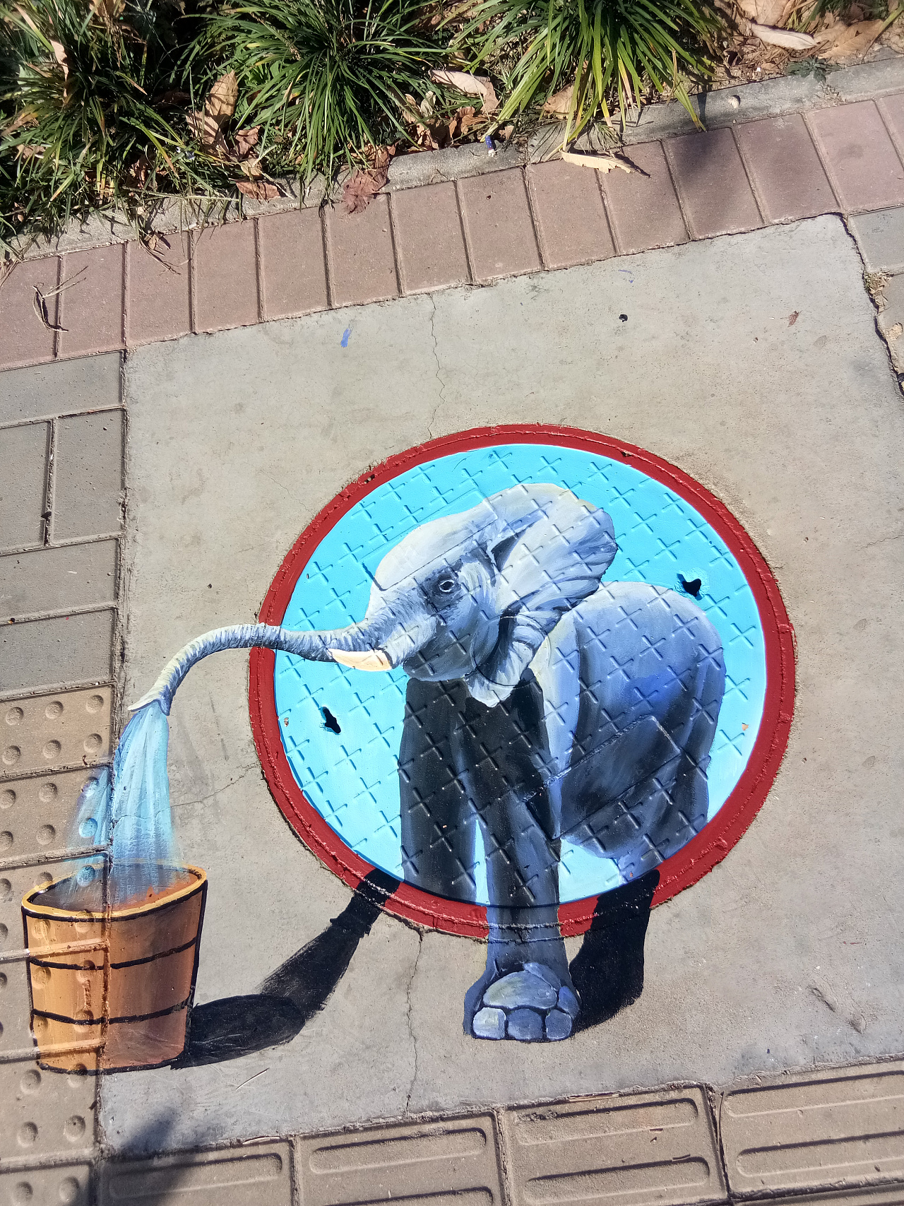 油画井盖3d井盖画