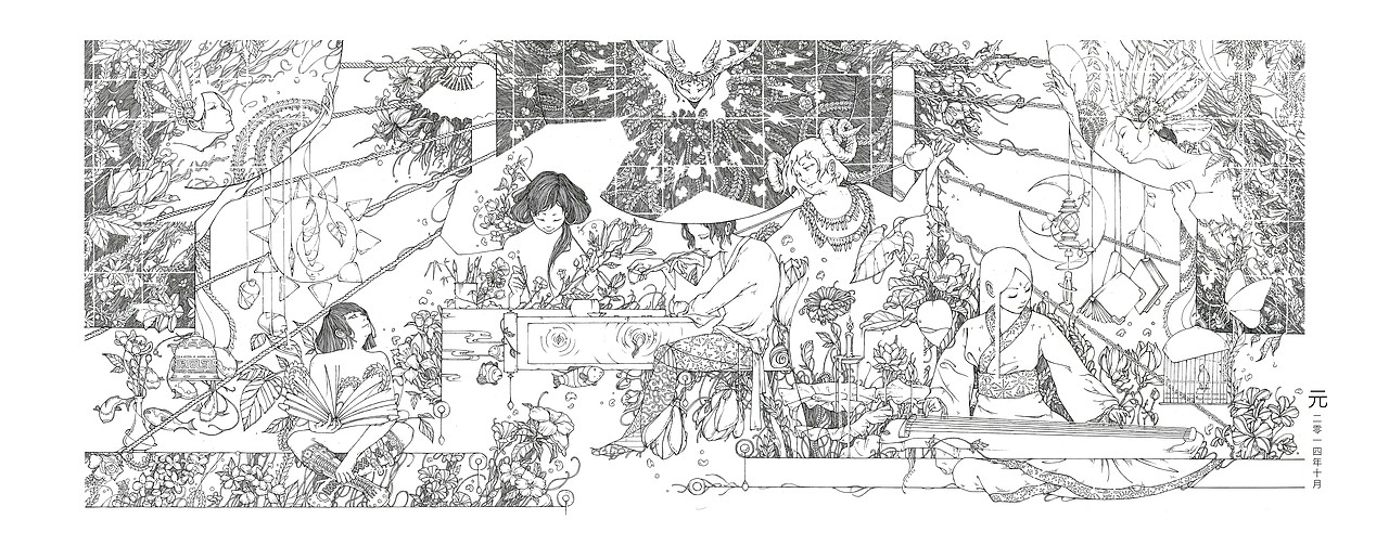 工笔粹线（图ZMjMzMzk3NjA=） - 艺术插画 - 站酷设计师罗元元元原创素材 - 站酷ZCOOL