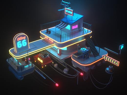 blender大神作品用c4d模仿了一个，c4d建模，oc渲染