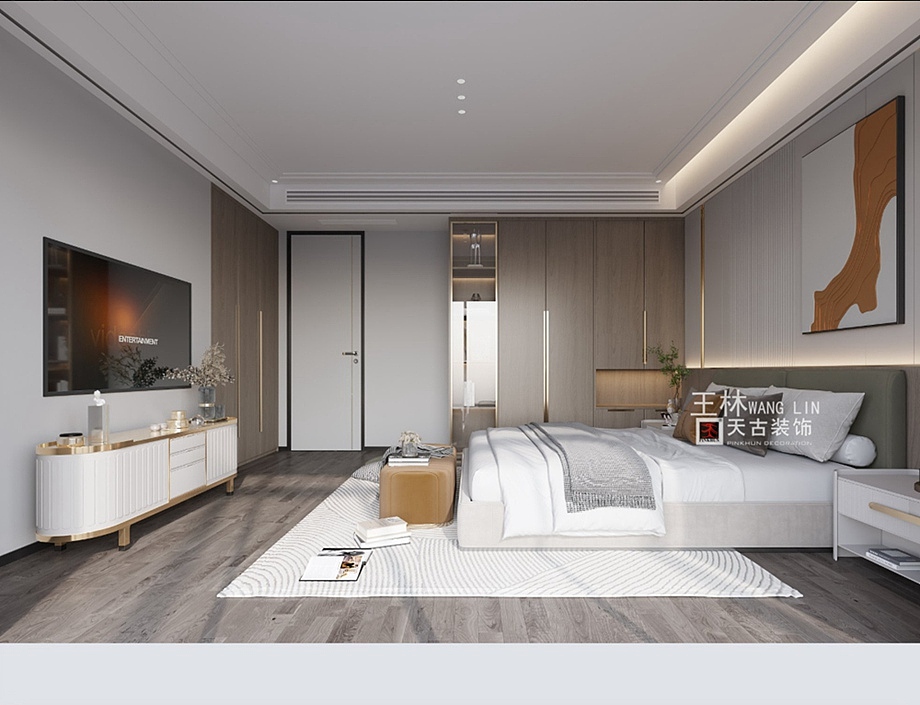 恒大麓山湖装修案例,双拼别墅轻奢风设计图,天古装饰