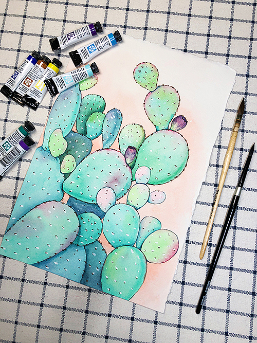 水彩手绘仙人掌