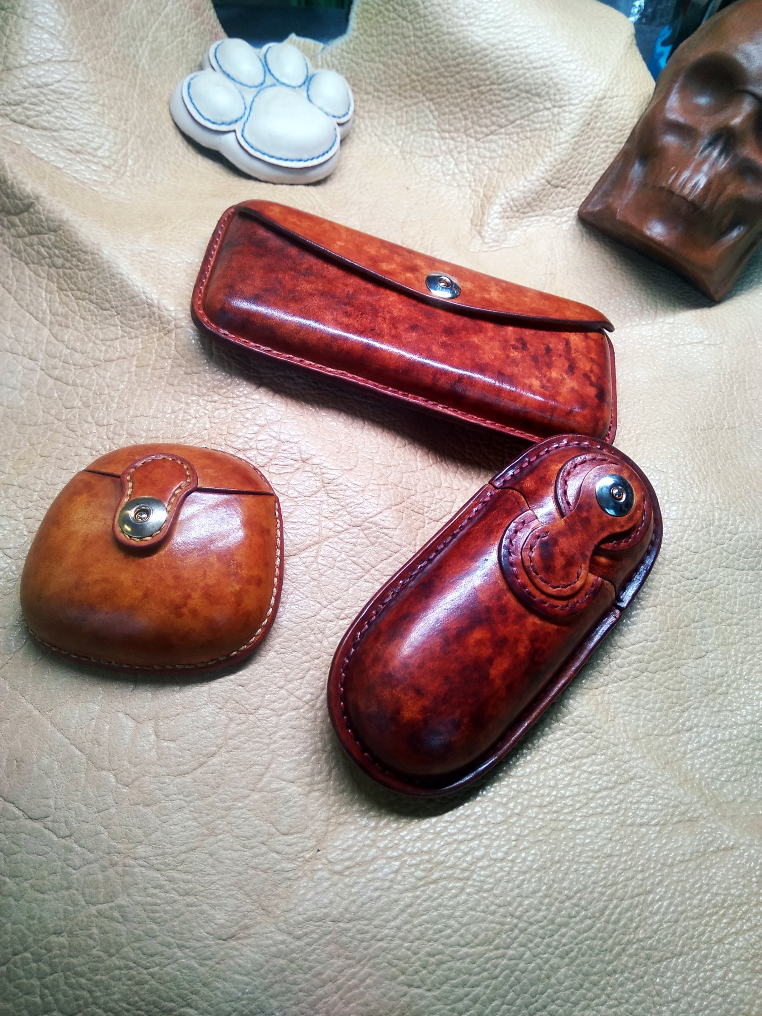 手工皮具日式玳瑁纹盒式钱包