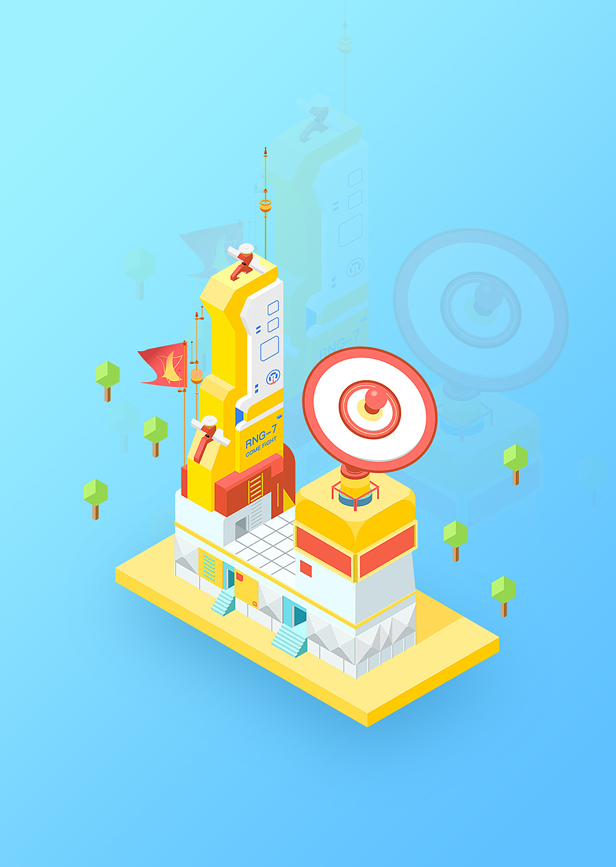 2.5D 信号塔插画（图ZMTM0NjM4MjQ4） - 创作习作 - 站酷设计师SadFroge原创素材 - 站酷ZCOOL