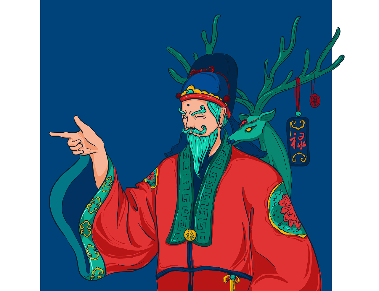 天官赐福系列插画设计 福禄寿 原创作品 站酷 Zcool