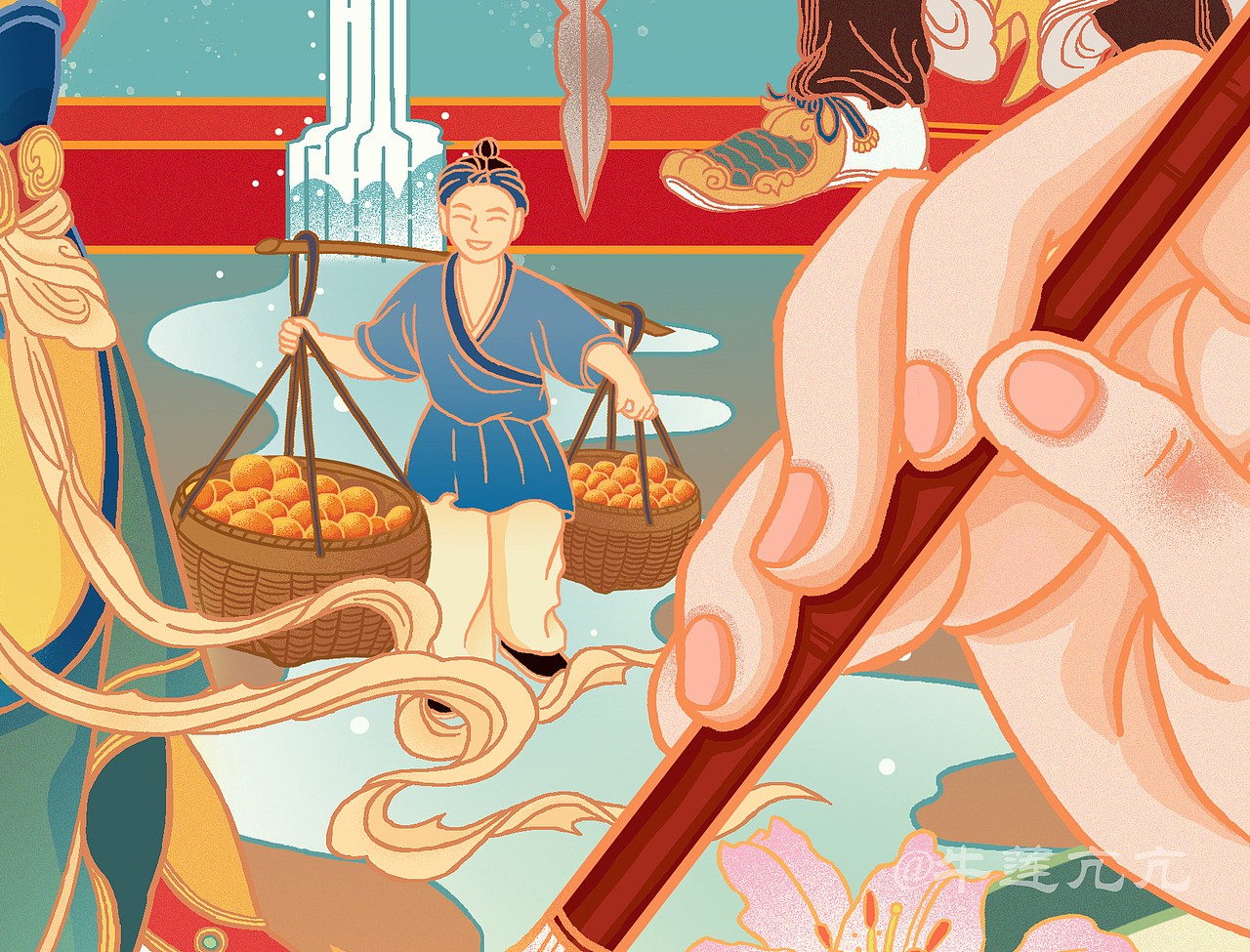 新年除夕门神插画