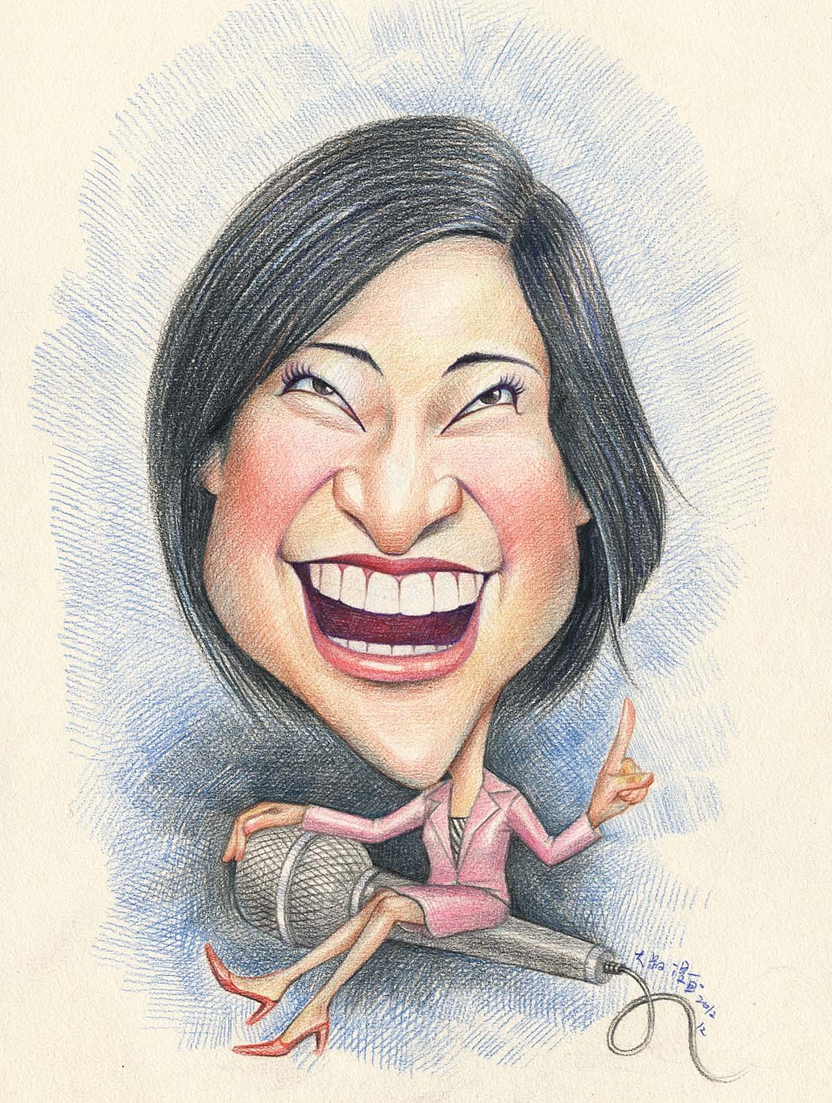 彩铅漫像主持人大叔漫画似颜绘 名人漫像 似颜绘教程