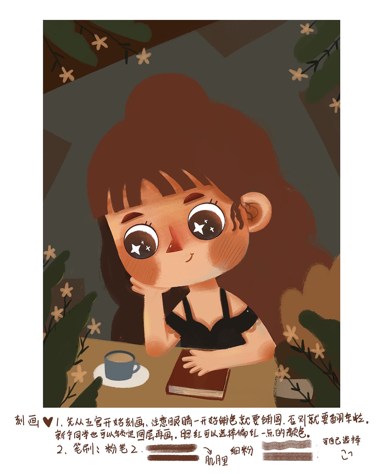 原创插画场景步骤图（儿童插画）-复古女孩（图ZMjIwOTM1NjA4） - 儿童插画 - 站酷设计师By夕子原创素材 - 站酷ZCOOL