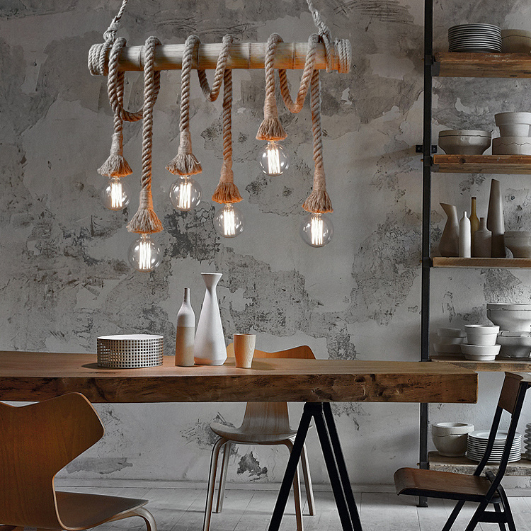 竹子麻绳吊灯