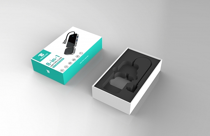 3C数码电子产品HUB类天地盒包装建模渲染