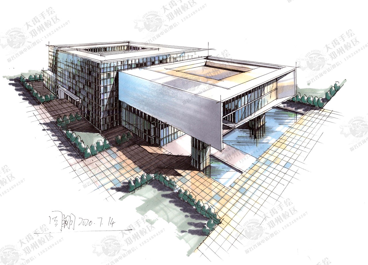 建筑手绘效果图|空间|建筑设计|画手会的老司机 - 原创作品 - 站酷