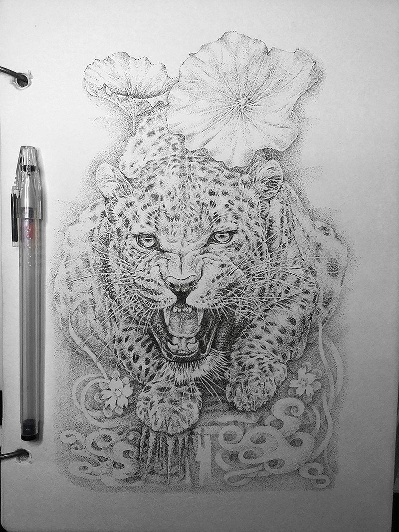 点绘——花豹（图ZMTM5MzE5NDI4） - 绘画 - 站酷设计师烟痛原创素材 - 站酷ZCOOL
