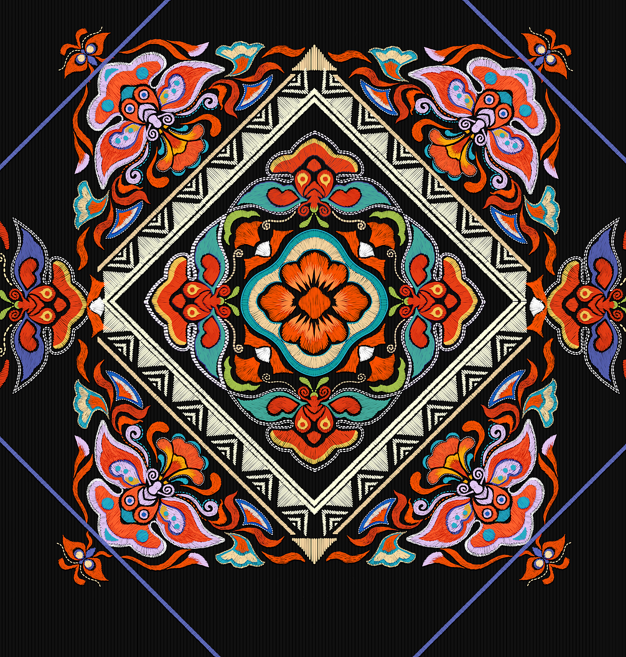 花西子 x 苗族印象 - 刺绣插画