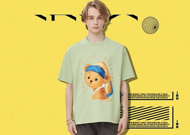 泰迪熊名画恶搞潮流服饰图案设计