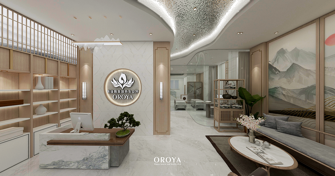 新中式美容养生会所（图ZMjU4ODc5NjI4） - 商业空间设计 - 站酷设计师FL空间设计原创素材 - 站酷ZCOOL