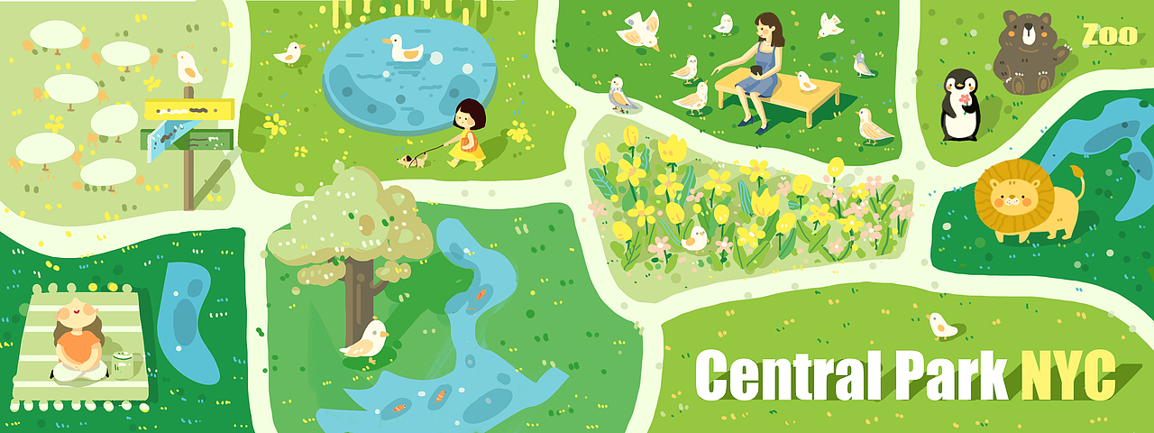 map for central park（图ZMTUzNzEzNDAw） - 商业插画 - 站酷设计师鱼饼饼呀原创素材 - 站酷ZCOOL