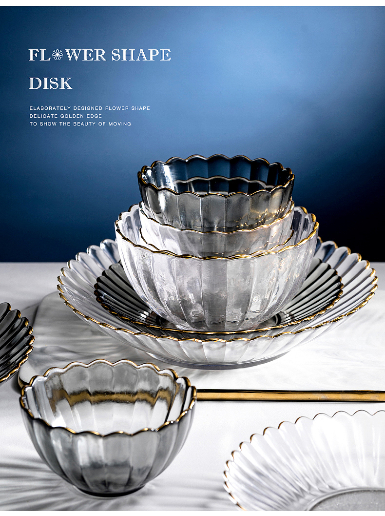 花朵玻璃碗盘 | 透明玻璃个性餐具 餐具摄影 南京摄影