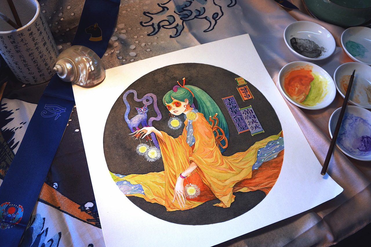 《日月斜昆仑.青刻魂.葡萄绒绒》白中南颜彩—人川集(图ZMjAxMDQ2MjY4) - 艺术插画 - 站酷设计师白中南原创素材 - 站酷ZCOOL