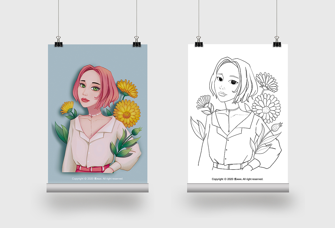 商稿解封 金盏花少女（图ZMjIwNzE4OTEy） - 商业插画 - 站酷设计师馒Man原创素材 - 站酷ZCOOL