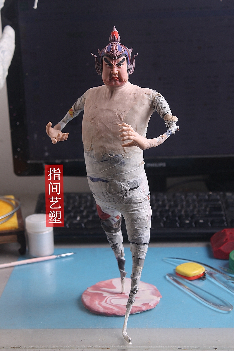 贺加贵面塑软陶(韦陀菩萨 )(图ZNzY4MDM3NTY=) - 手办/模玩 - 站酷设计师贺加贵3D翻糖原创素材 - 站酷ZCOOL