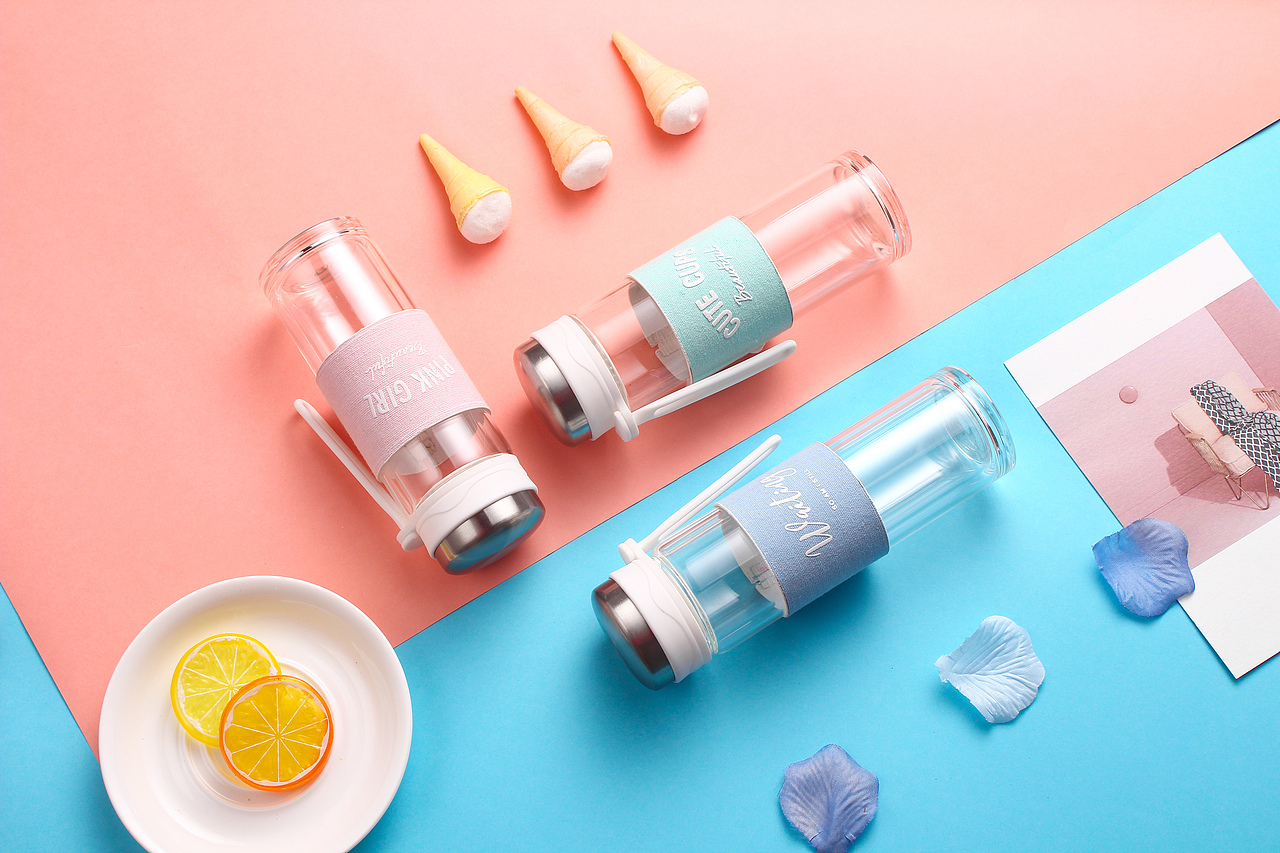 清新玻璃杯 色彩搭配（图ZMTMwMjkxNTY4） - 产品摄影 - 站酷设计师三维设计师夏天原创素材 - 站酷ZCOOL