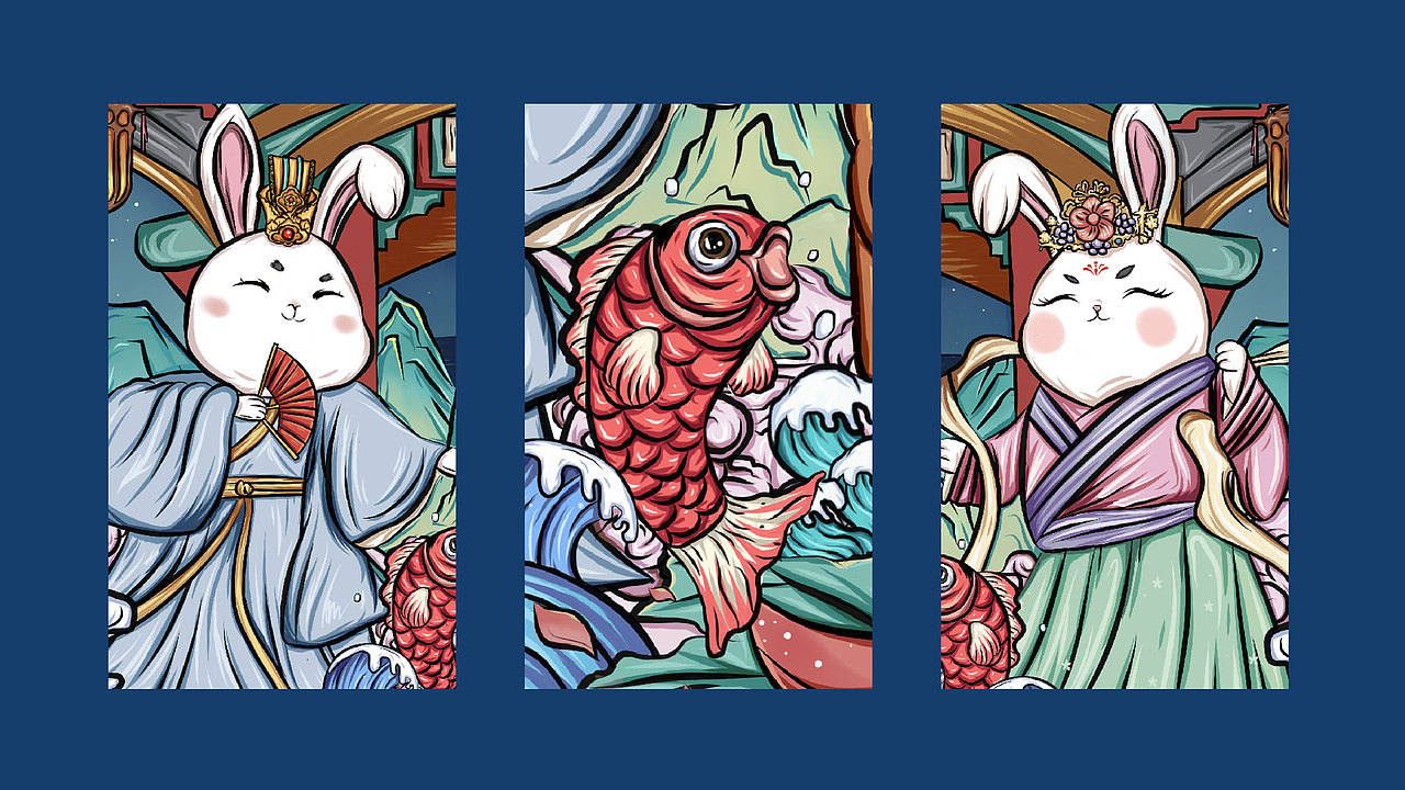 中秋国潮插画 礼盒包装