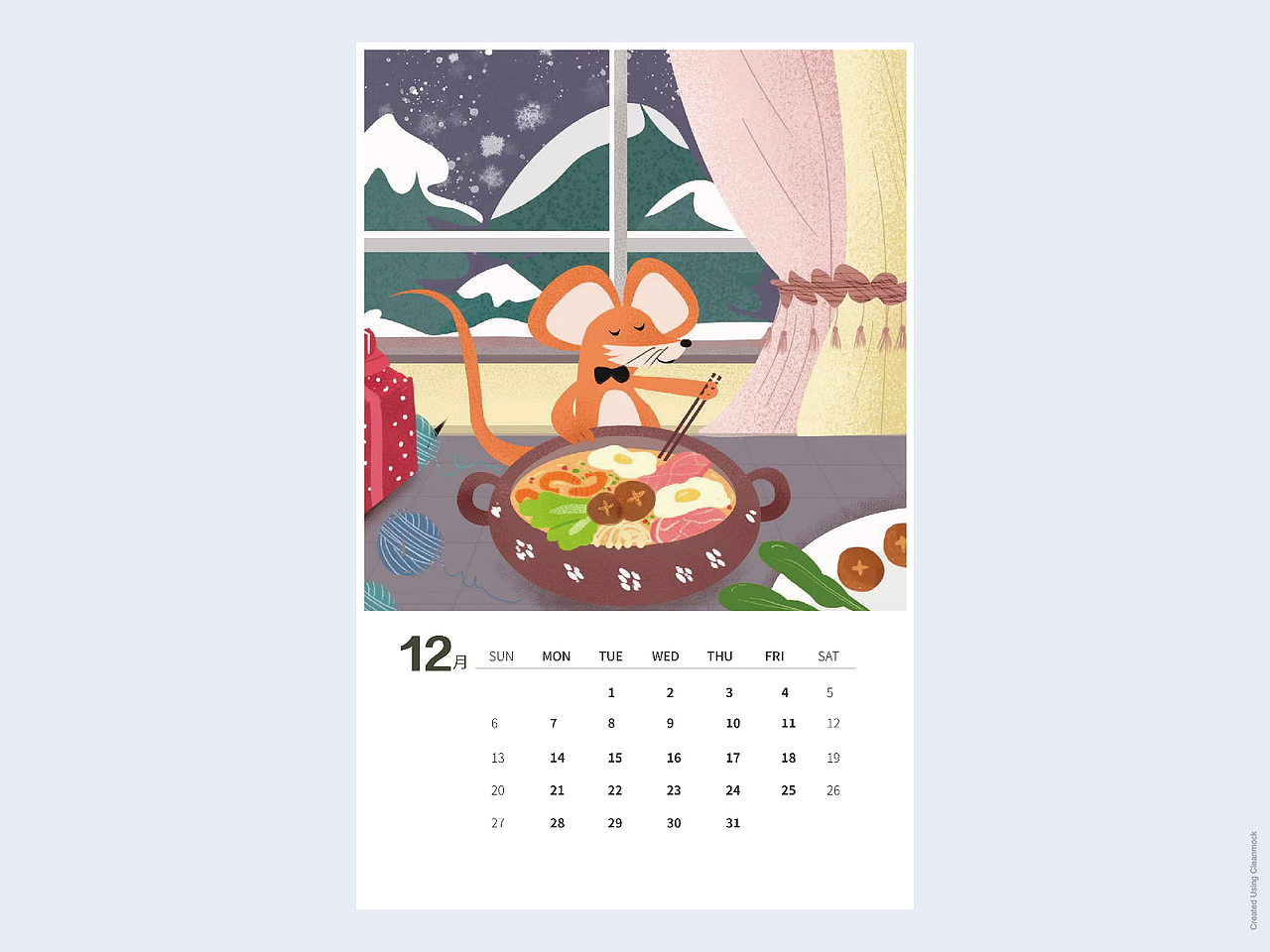 2020年鼠年台历插画设计（图ZMTg3NDQ4MzEy） - 商业插画 - 站酷设计师桔子大人了原创素材 - 站酷ZCOOL