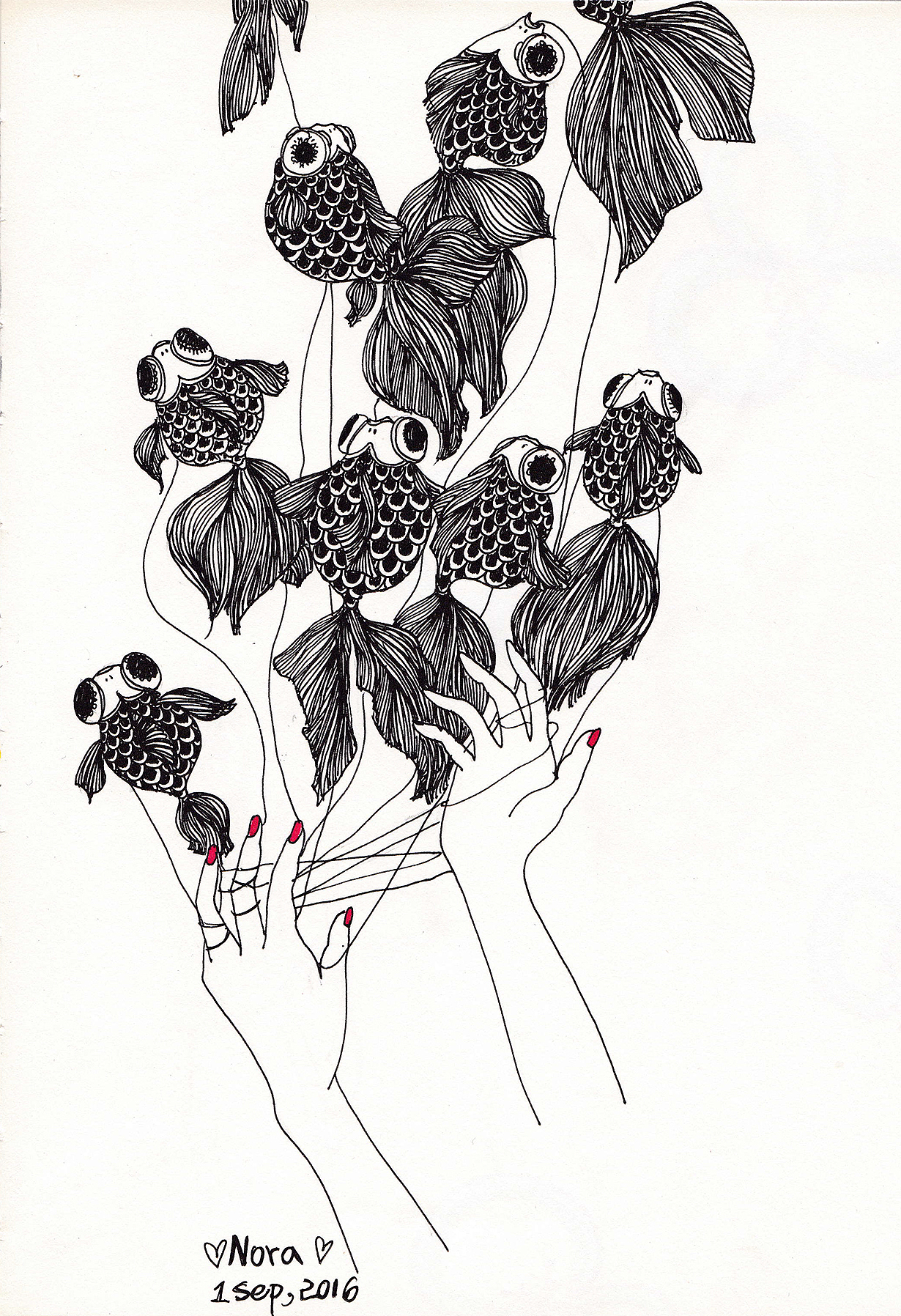 藏在头发里的小红豆