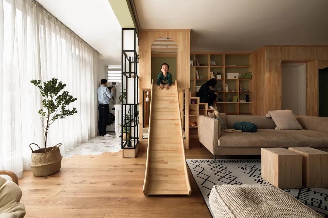 130㎡三居室住一家四口,把游乐场搬回家 