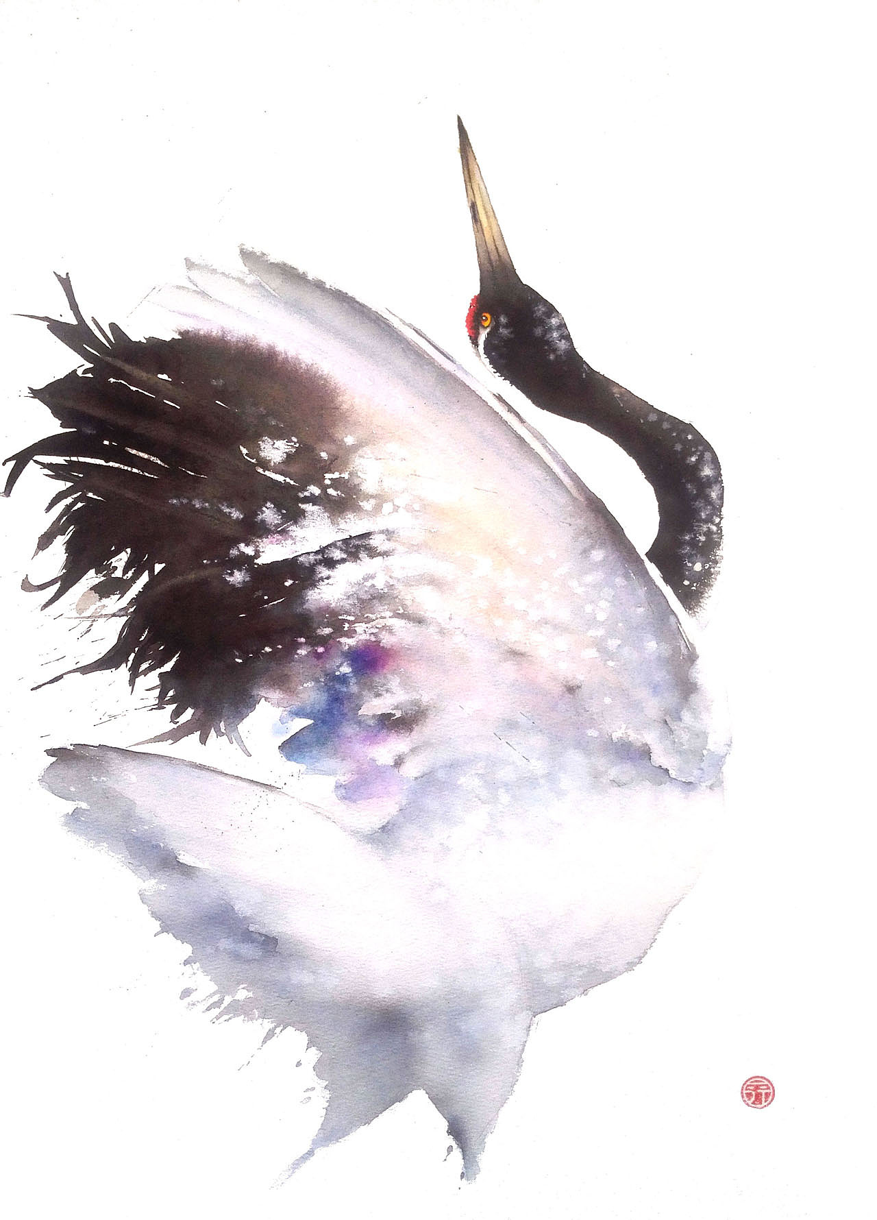 黑颈鹤——云在青天水在瓶|纯艺术|绘画|一行exe_原创作品-站酷zcool